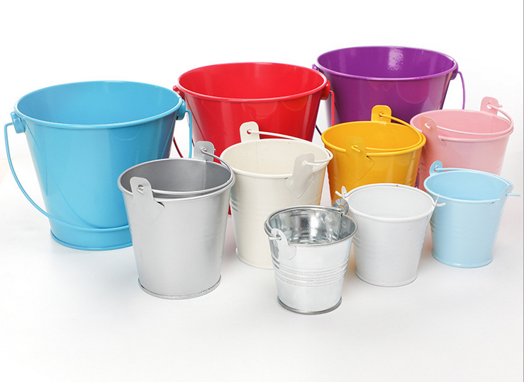 Classic Spot Tinplate bucket Flower Pot Indoor Planter Wholesale Gift Decor Craft Logo Style VASE Floor Plant Small Kits