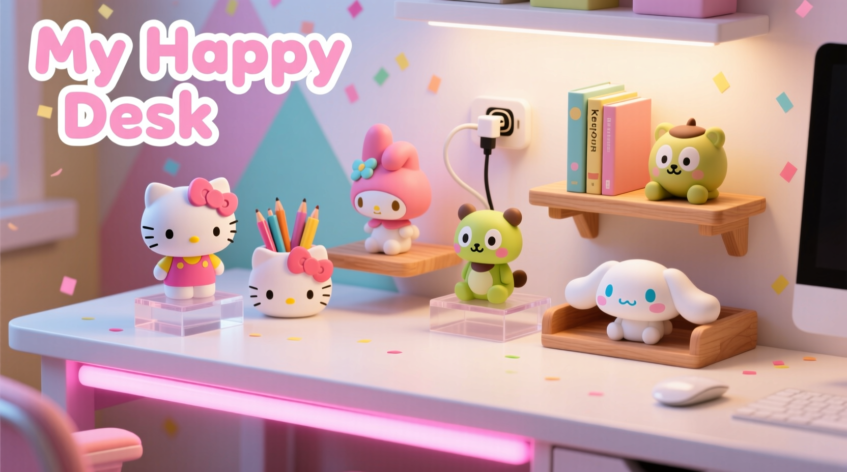 creative ways to style your desk using sanrio blind box figures for a fun and functional workspace