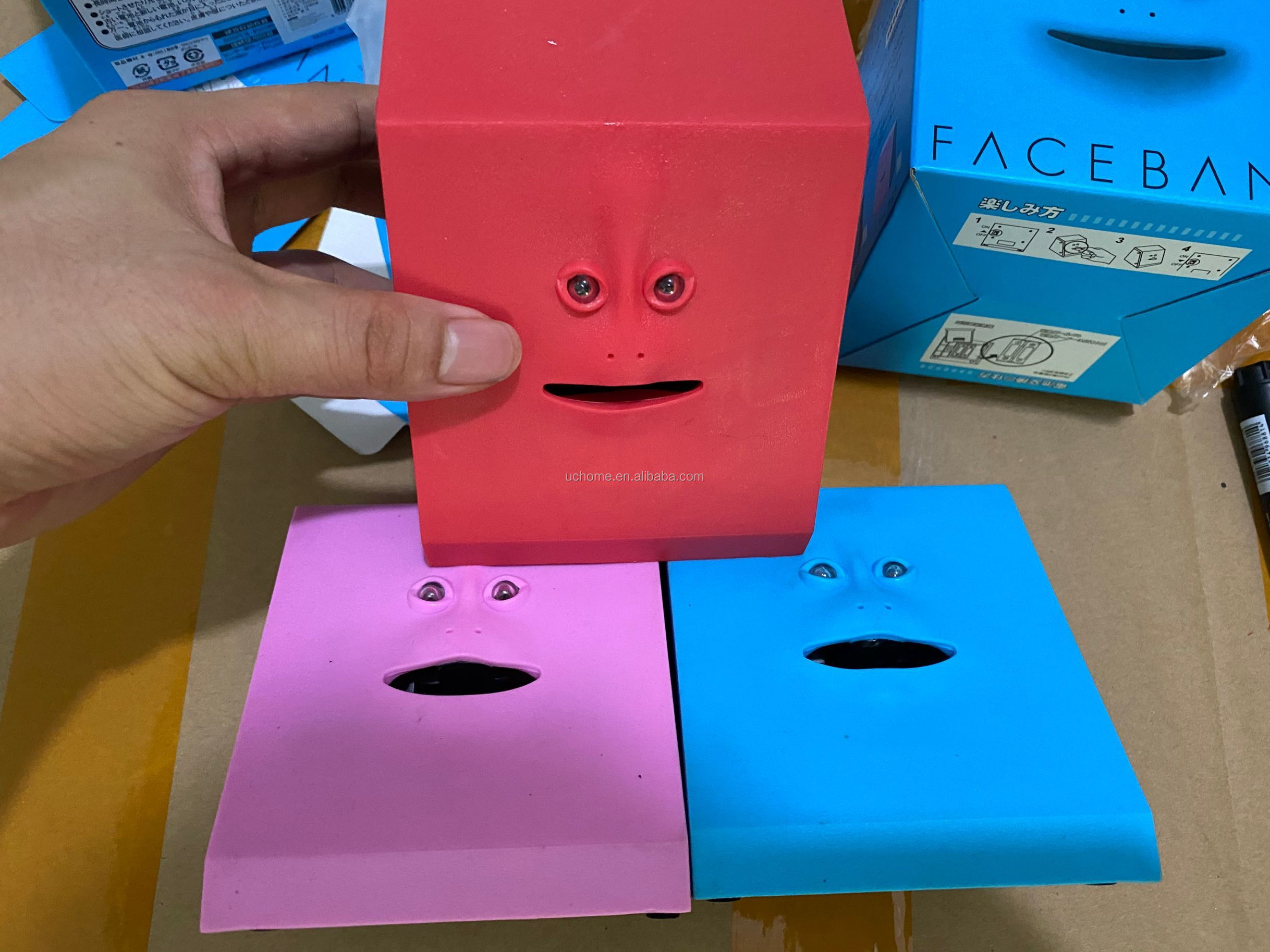 UCHOME Funny Eating Money Box Face Bank Coins Bank