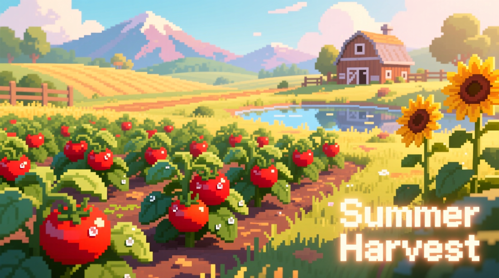 Stardew Valley tomato crop in summer field