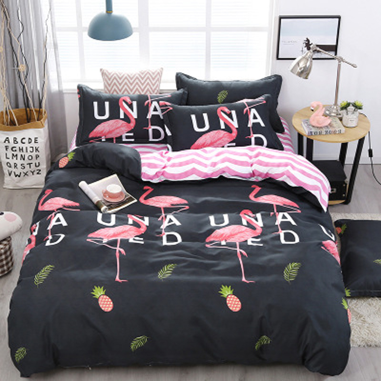 Custom photo print polyester duvet cover set double bed 4 piece quantity printed microfiber bedding set