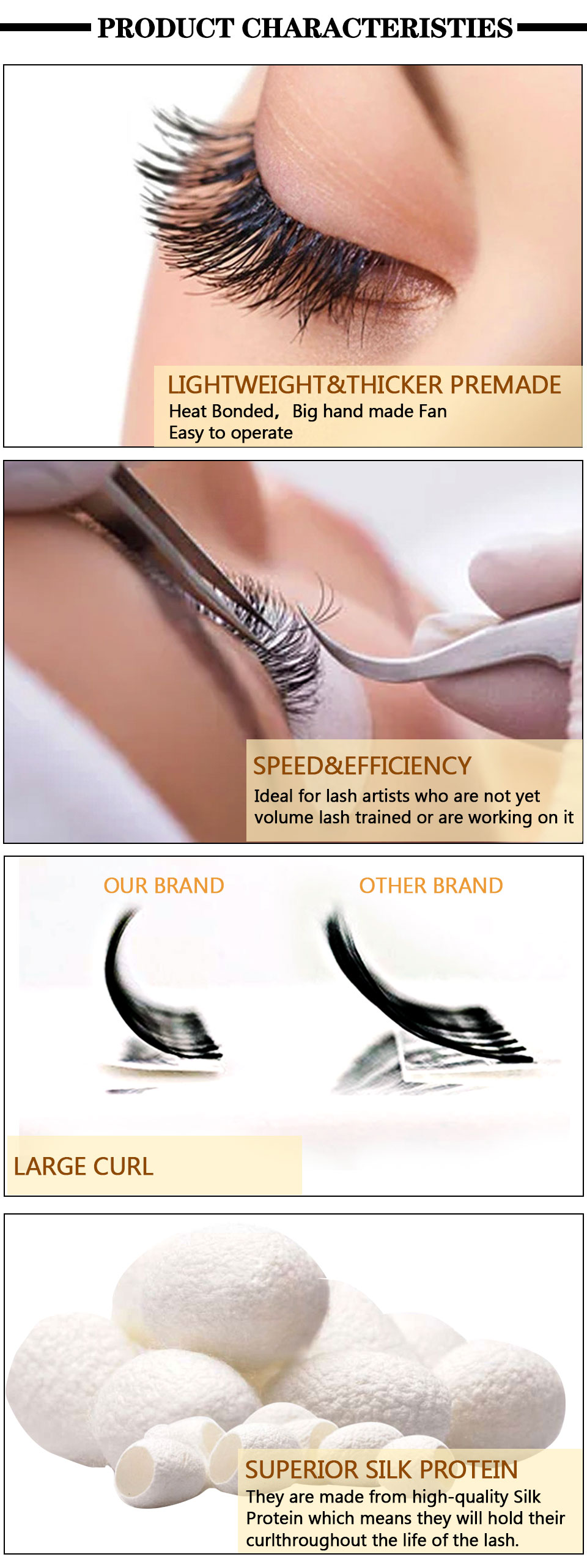 Eyelash Extension Loose Premade Fans Sharp Long Stem Promade Loose Volume 3D 5D 6D 10D 14D Loose Fans