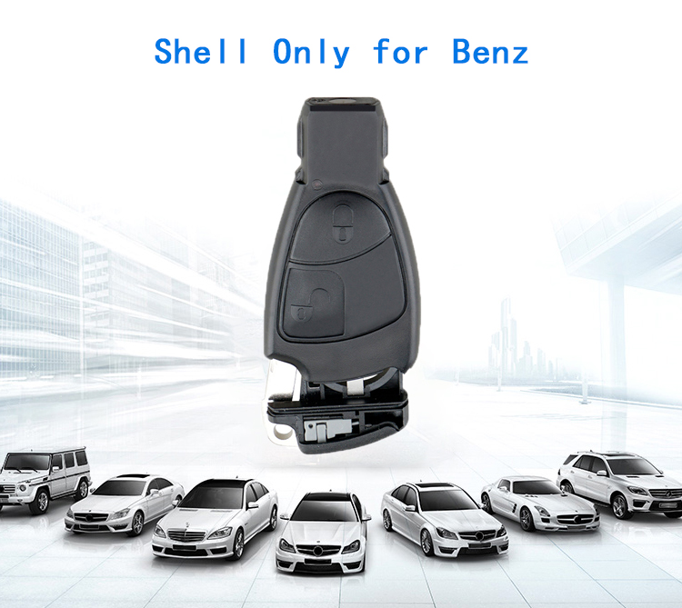 2 Buttons Keyless Remote Car Key Fob with Insert Blade Shell Case for Mercedes Benz C Class Remote