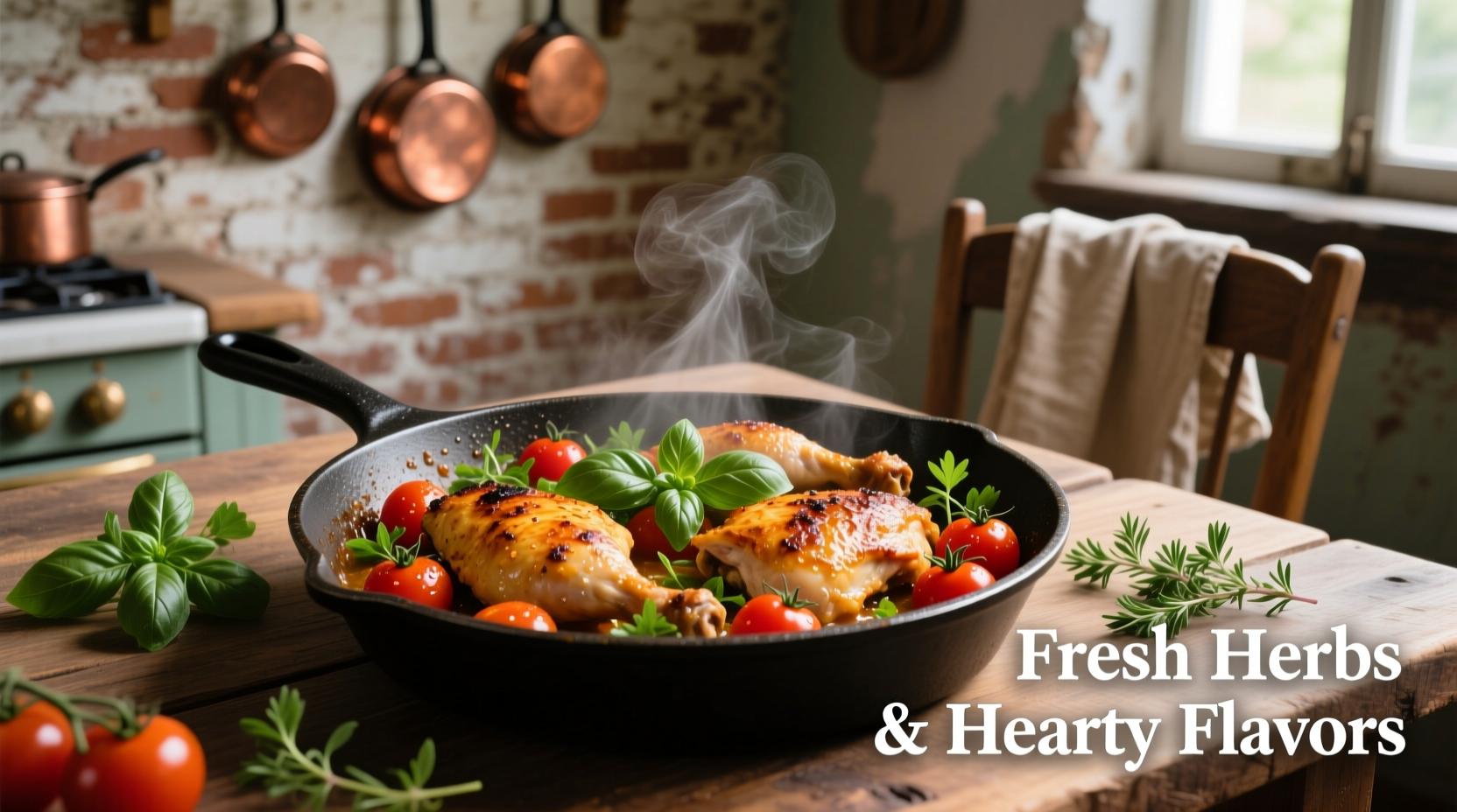 Chicken and tomato skillet with fresh herbs
