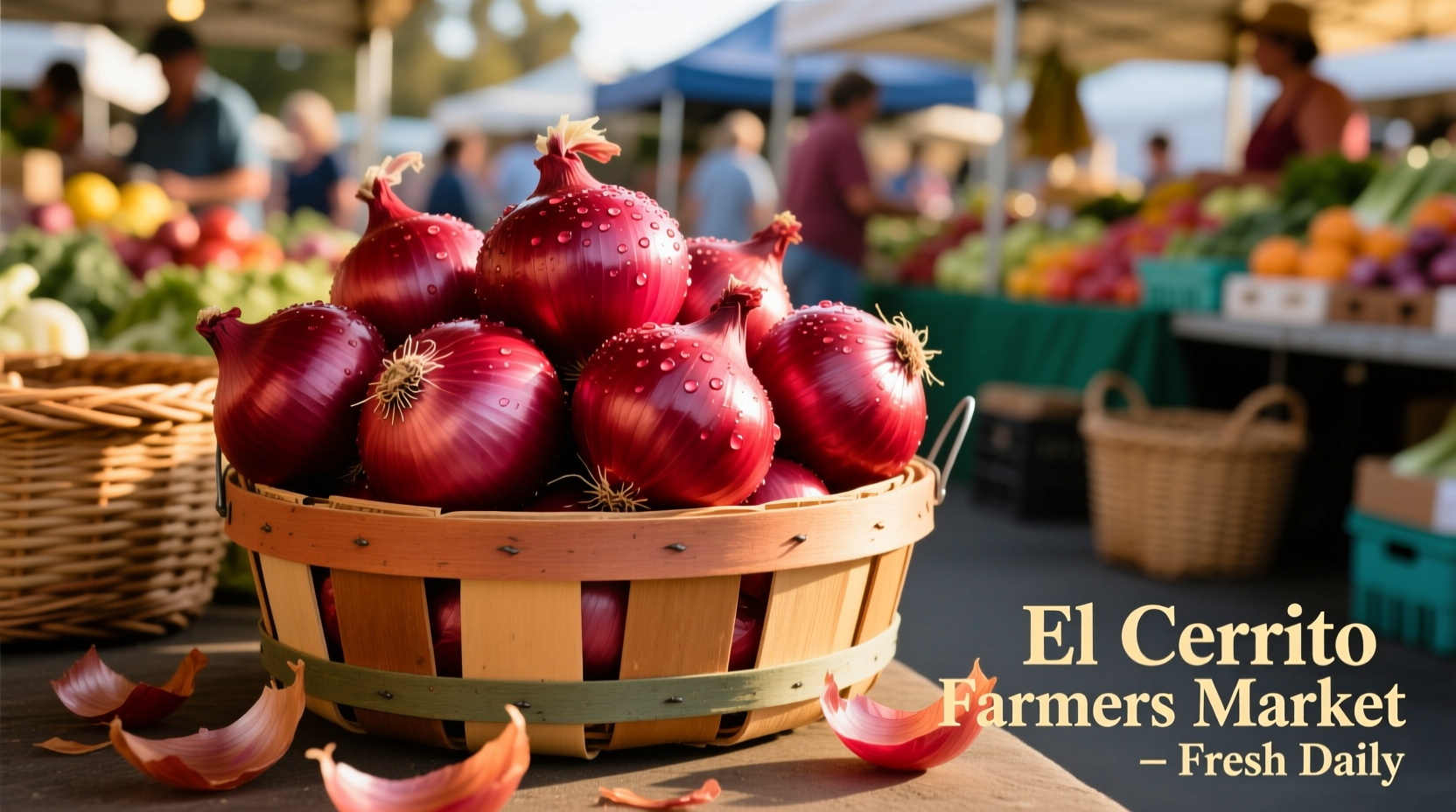 Fresh red onions at El Cerrito Farmers Market