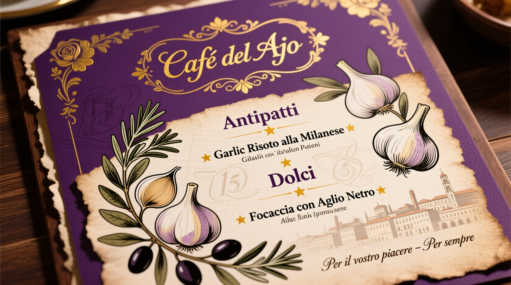 purple garlic italian cafe menu