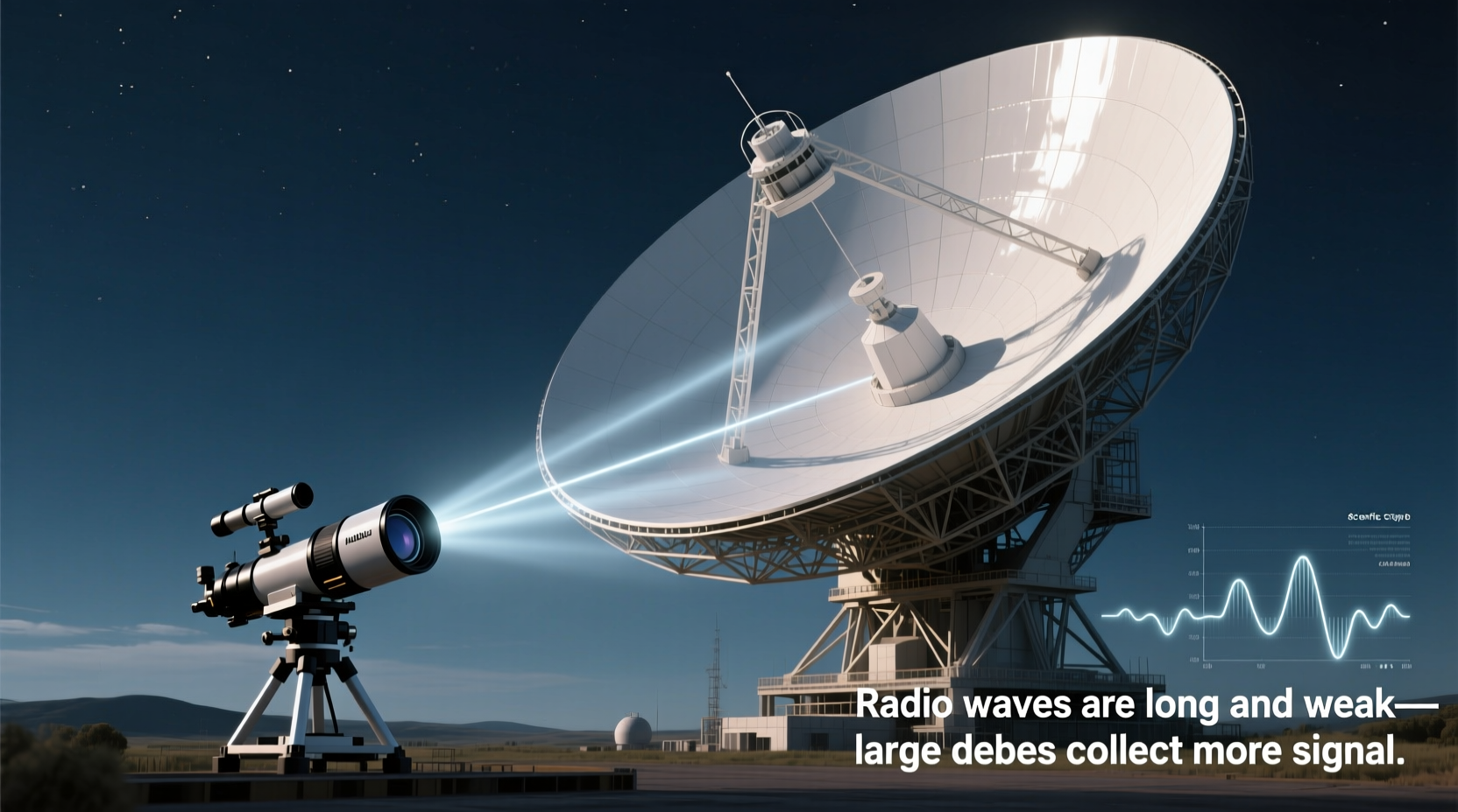 why radio telescopes are larger than optical telescopes