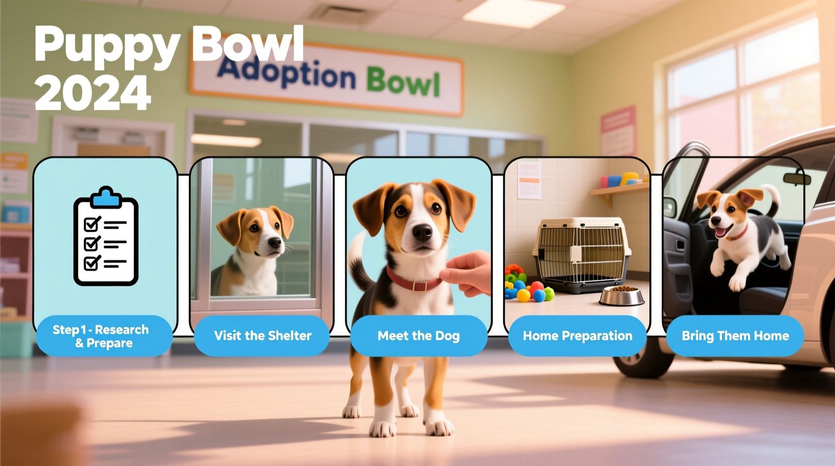 step by step guide to adopting a dog featured in the puppy bowl
