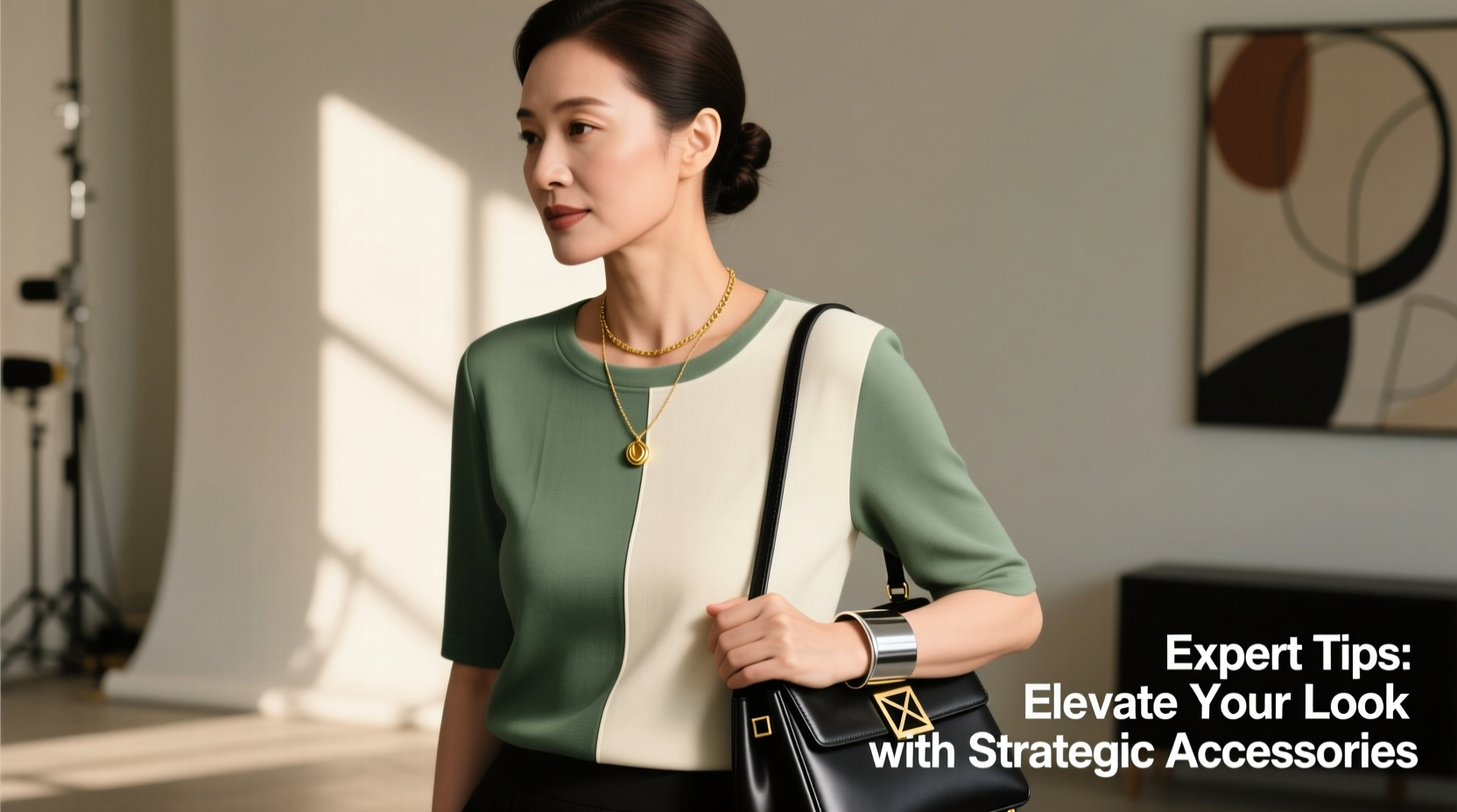 expert tips on how to accessorize a round neck color block top for a polished look