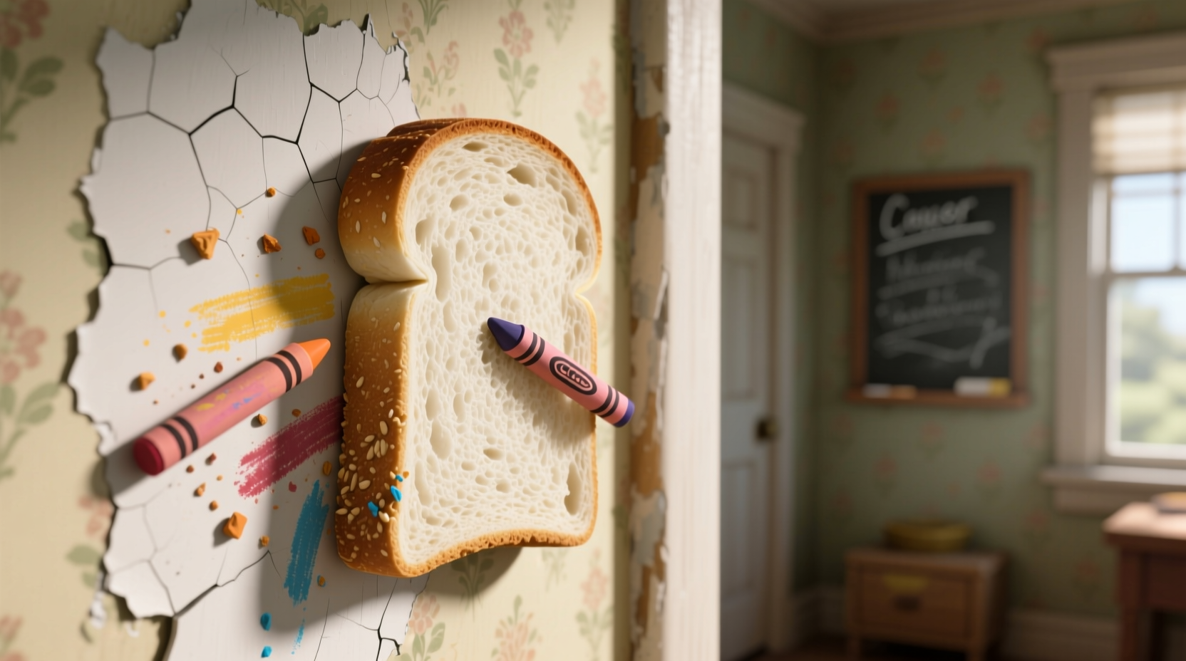 macgyver tip remove crayon from the walls with bread