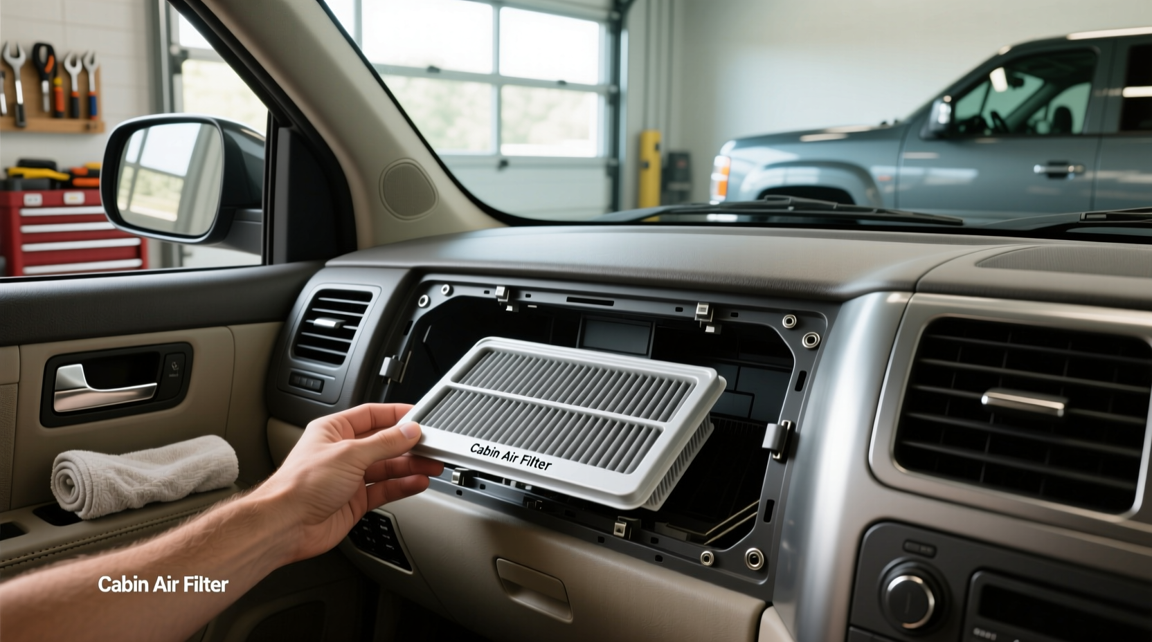 2009 Silverado cabin air filter location with glove box lowered
