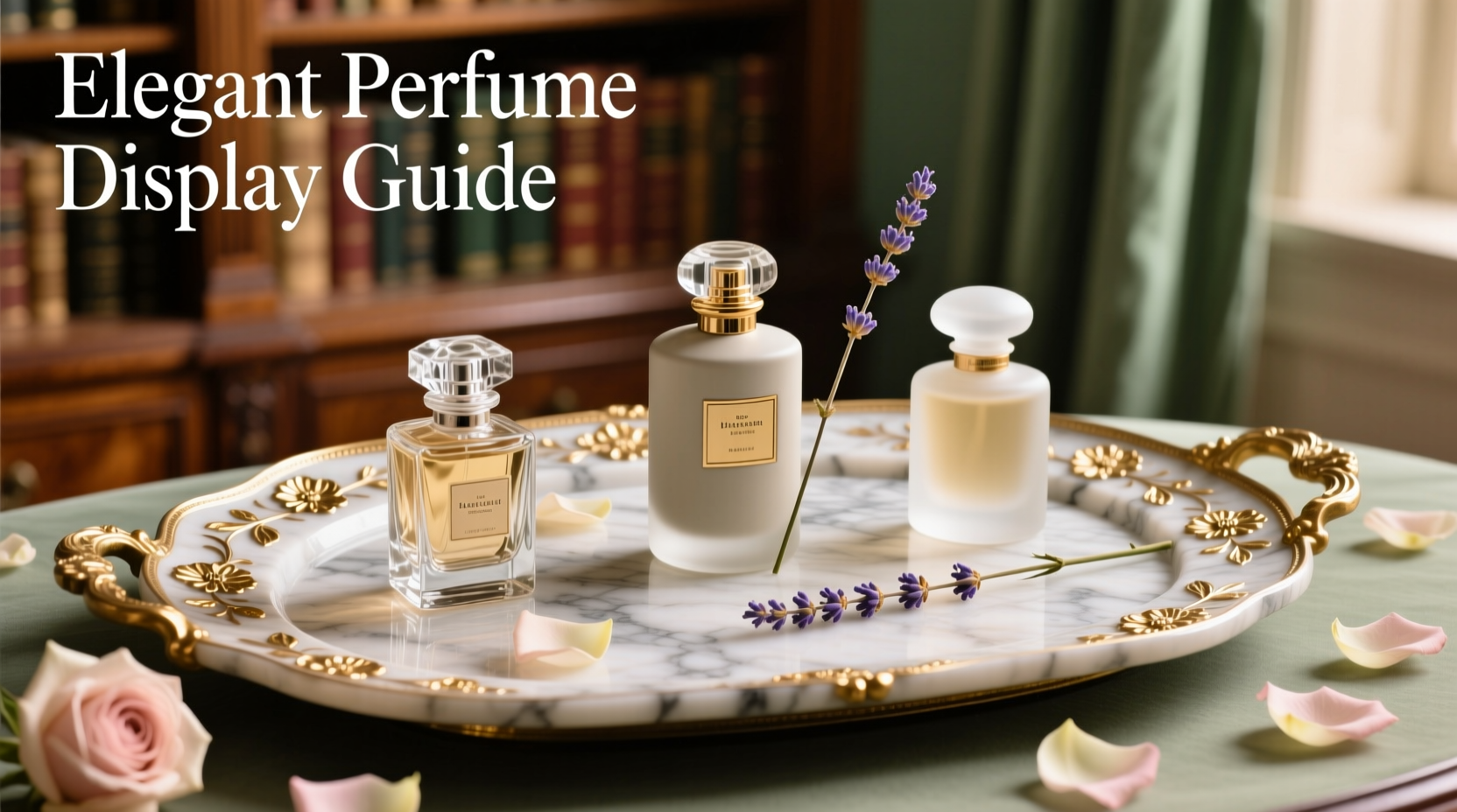 step by step guide to crafting a stunning perfume display using a decorative tray