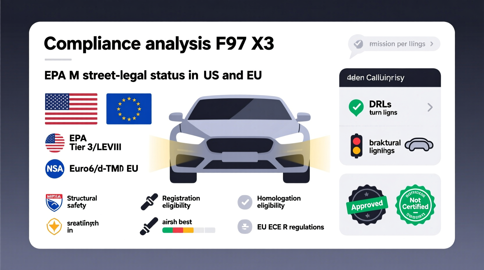 Is the F97 X3 M Legal for Street Use in the US and EU?