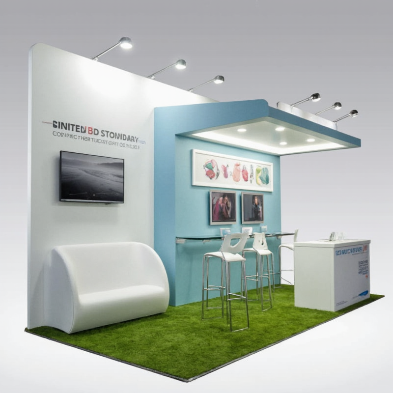 3D Booth Design Software for Marketing Professionals, material: wooden, features sleek, modern aesthetics.