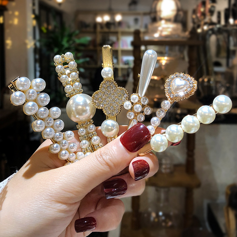 时尚女性女孩优雅珍珠发夹甜美头饰发饰发夹发针头带发饰发饰