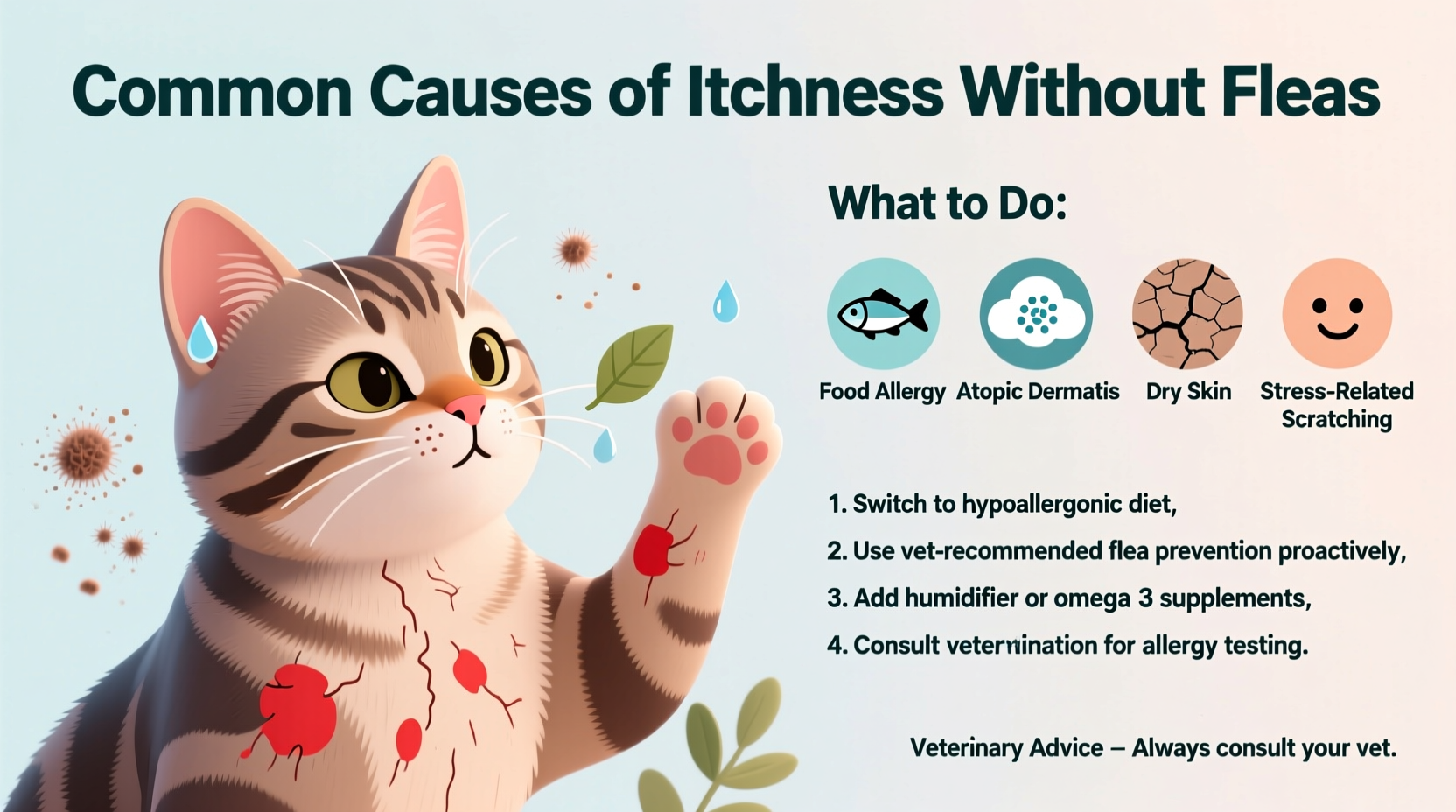 cat itchy but no fleas common causes what to do