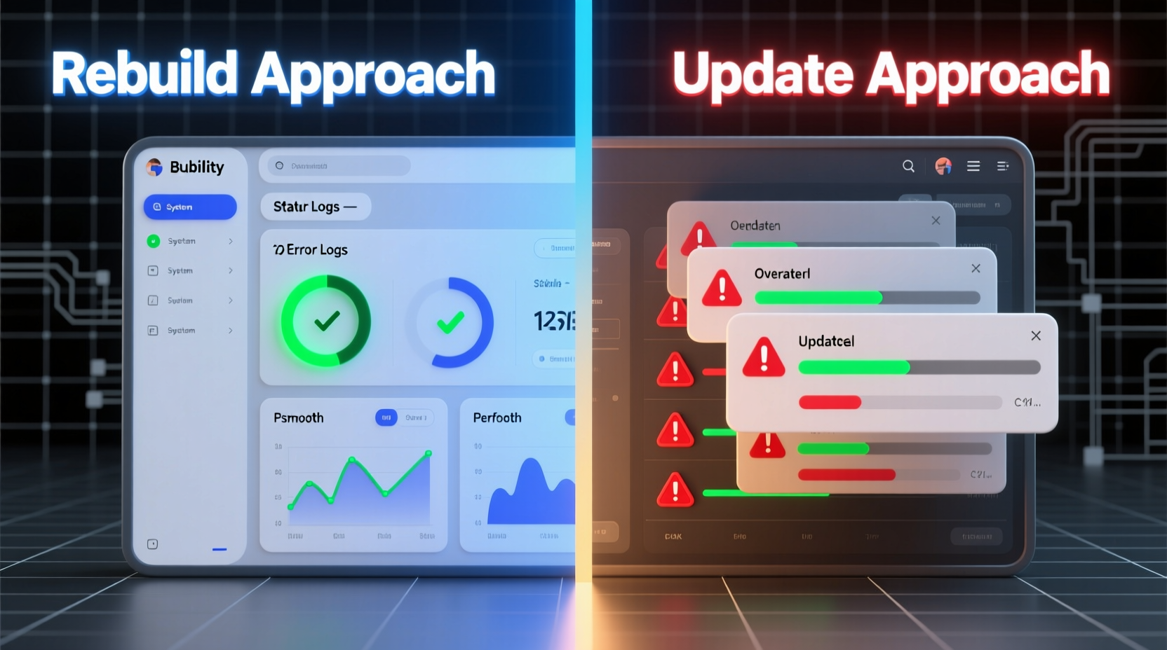 Comparison of system stability between rebuild and update approaches