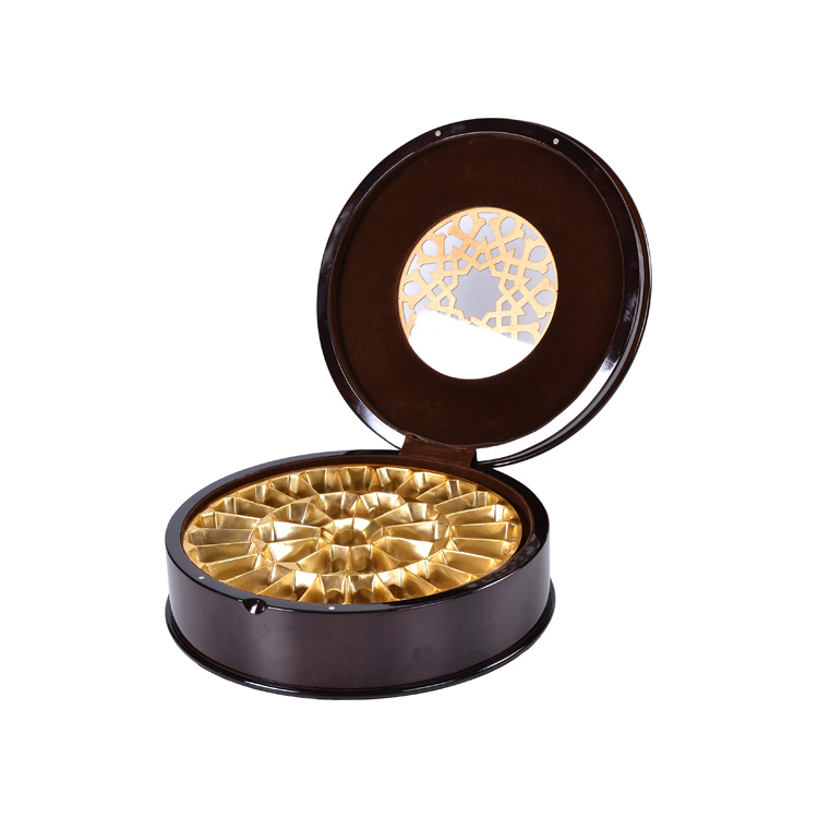 Luxury Páscoa Sol forma a caixa de chocolate marrom Data de madeira para Ramadã