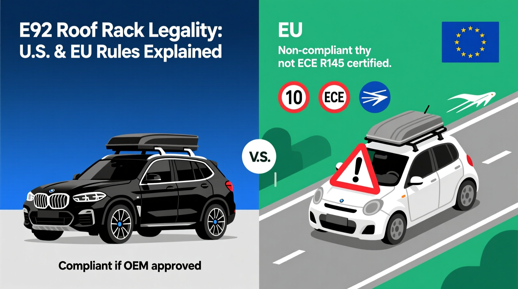 E92 Roof Rack Legality: U.S. & EU Rules Explained