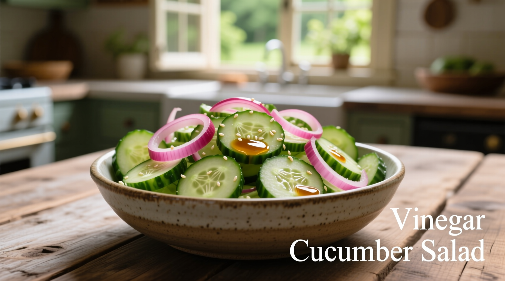 cucumber salad in vinegar with onion