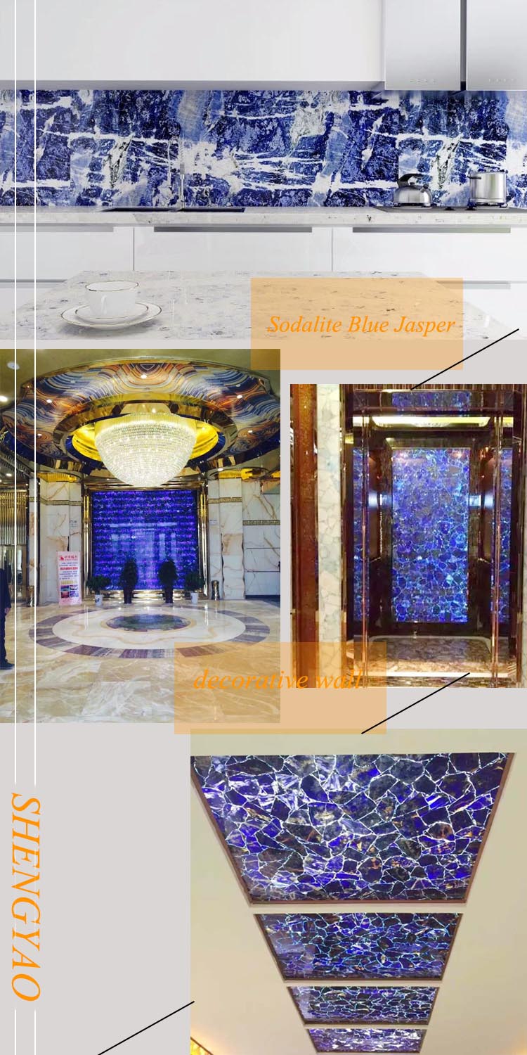 Natural gemstone  sodalite blue jasper granite flooring design for decoration