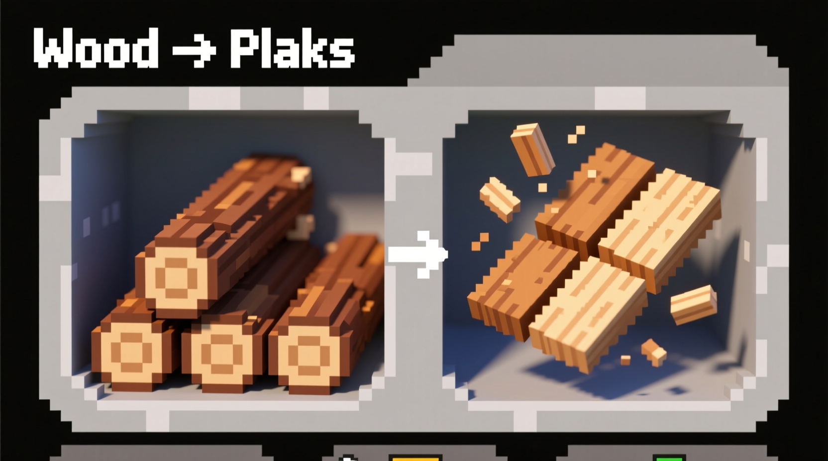 Minecraft inventory showing log conversion to planks