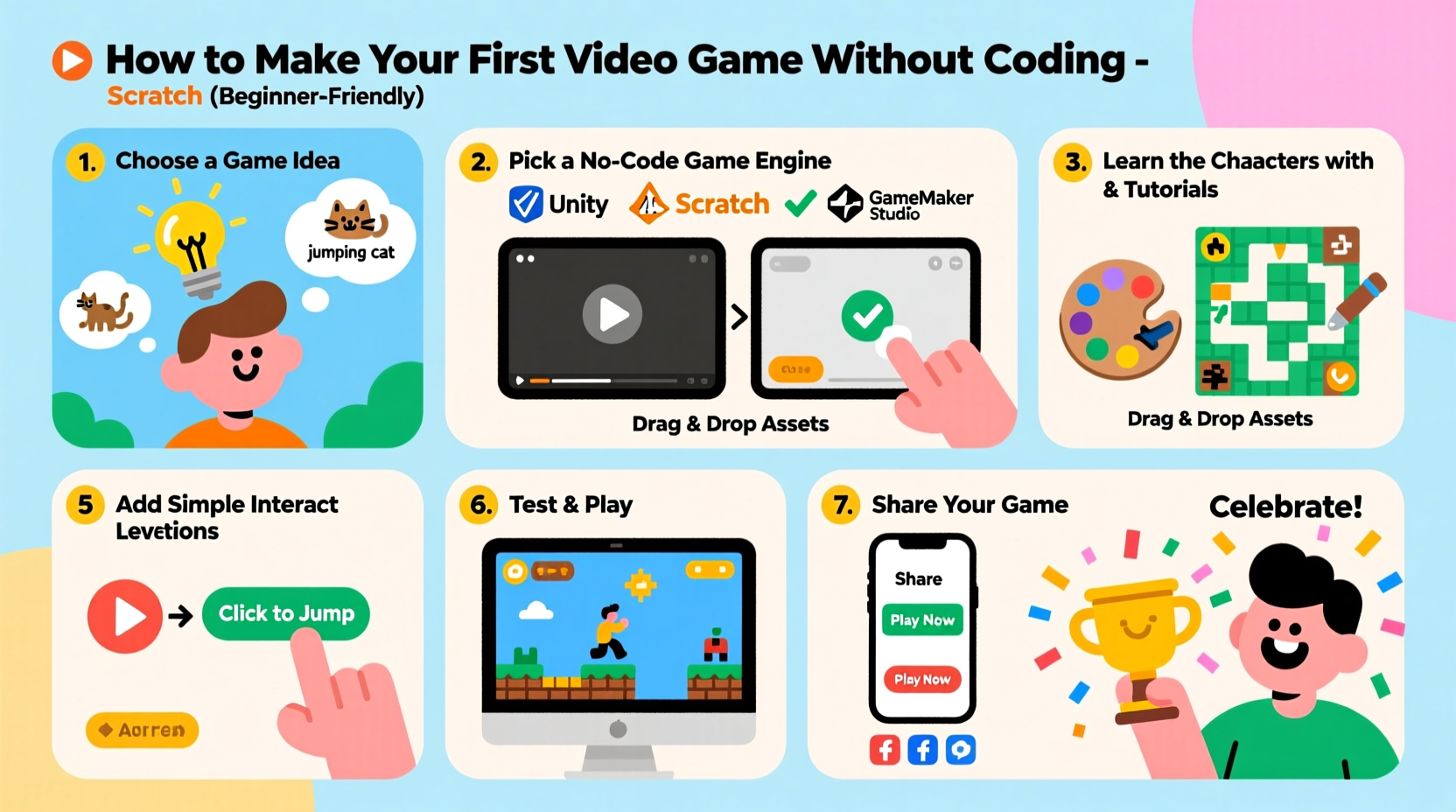 step by step guide to making your first video game without coding experience