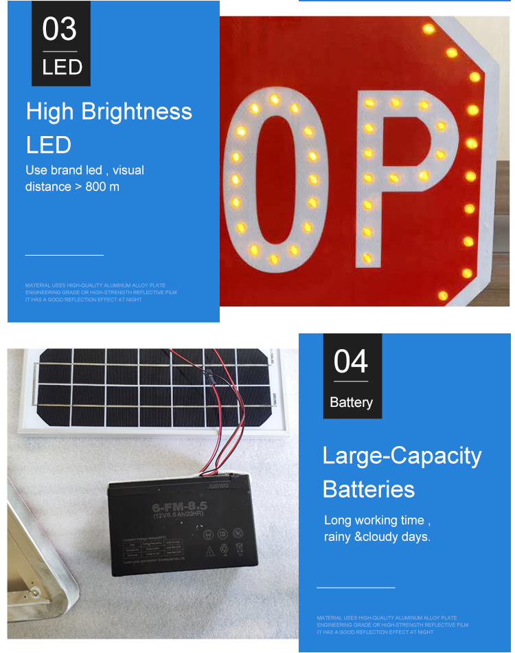 Aluminium Solar Reflective Traffic Signs High Bright Led Traffic Speed Sign