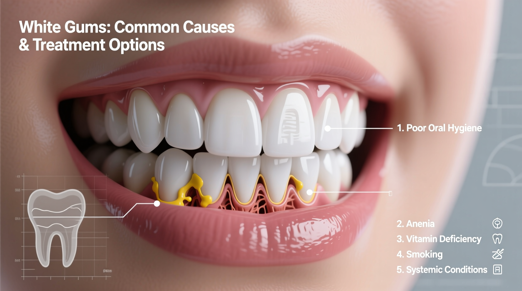 white gums common causes symptoms and treatment options