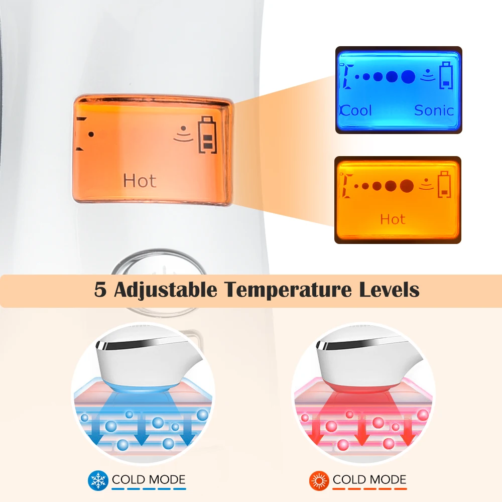 Private Label Hot Cold Led Light High Frequency Skin Rejuvenation Beauty Device Face Lifting Massager