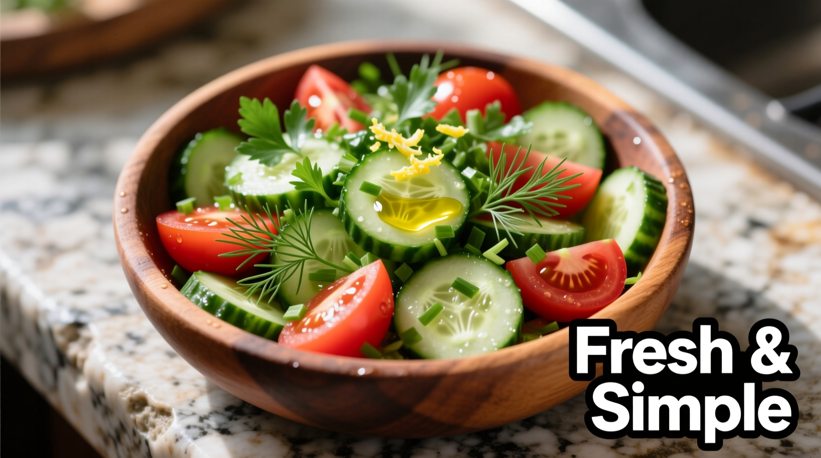 Fresh cucumber tomato salad with herbs