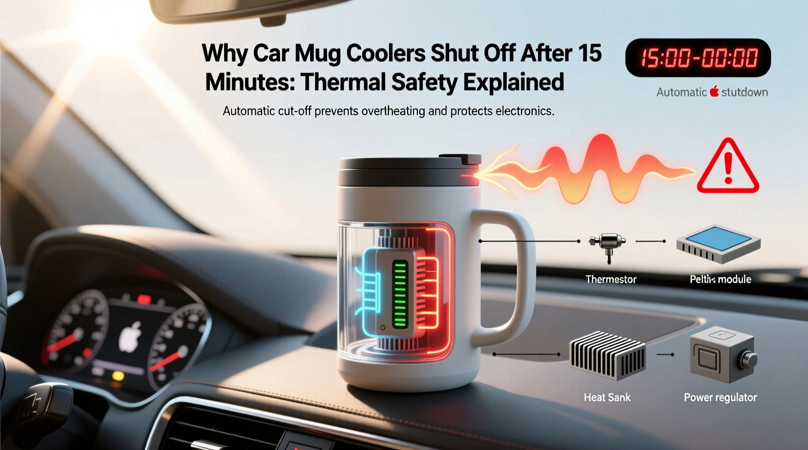 why car mug cooler stops 15 minutes
