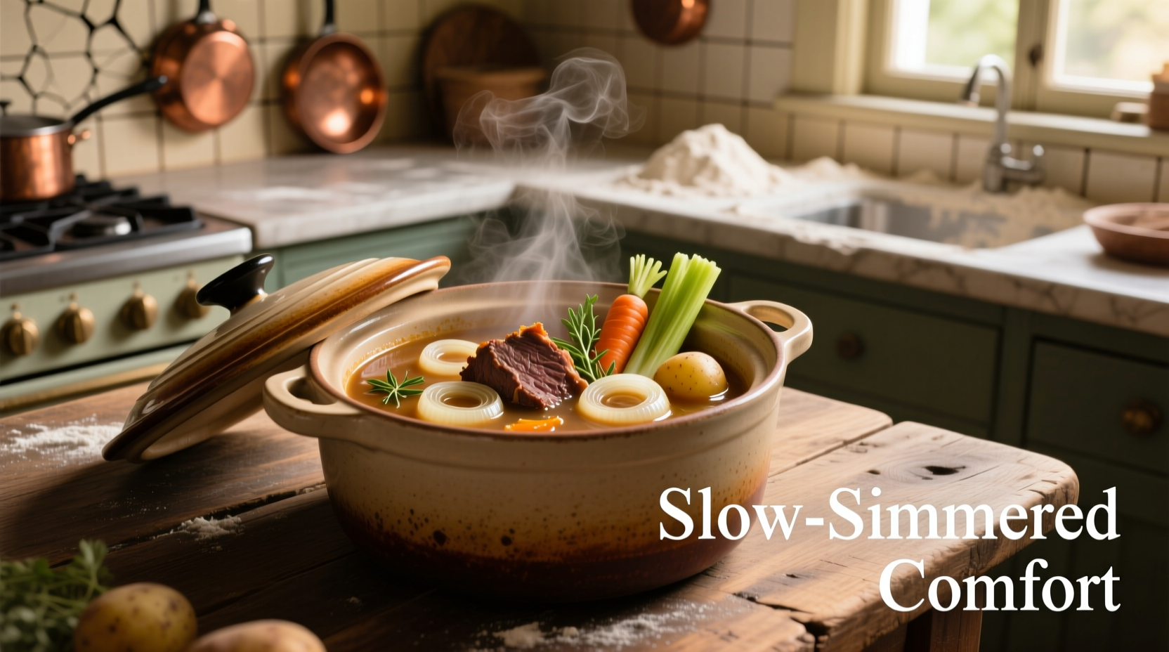 Crock pot roast with French onion soup and vegetables