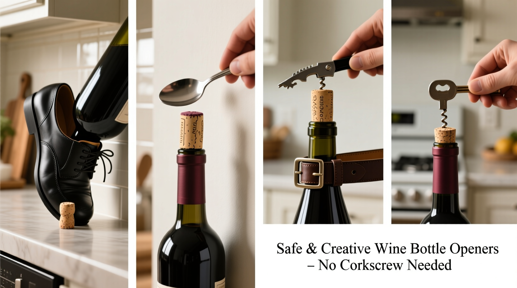 creative and safe methods to open a wine bottle without a cork or corkscrew