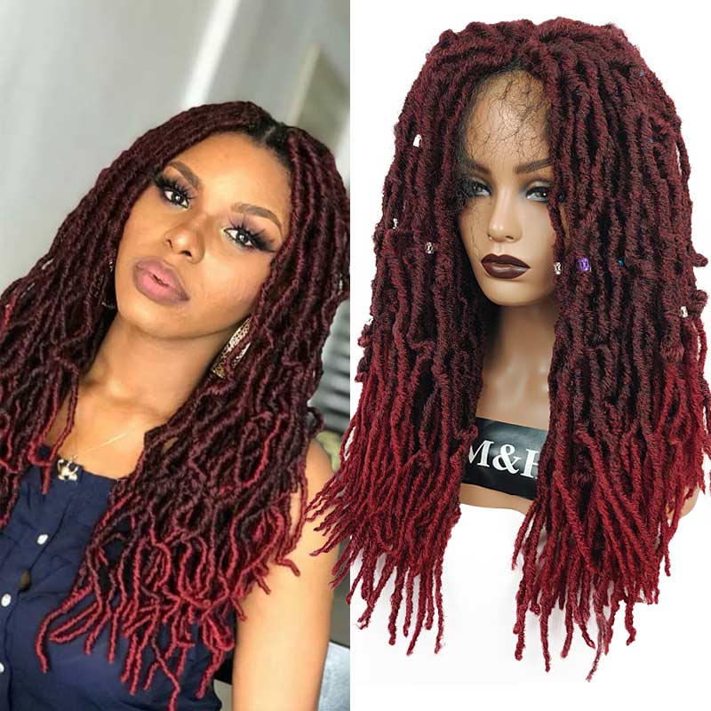 24英寸非洲编织蕾丝假发弹簧扭曲钩编盒编织带蕾丝前部合成头发人造