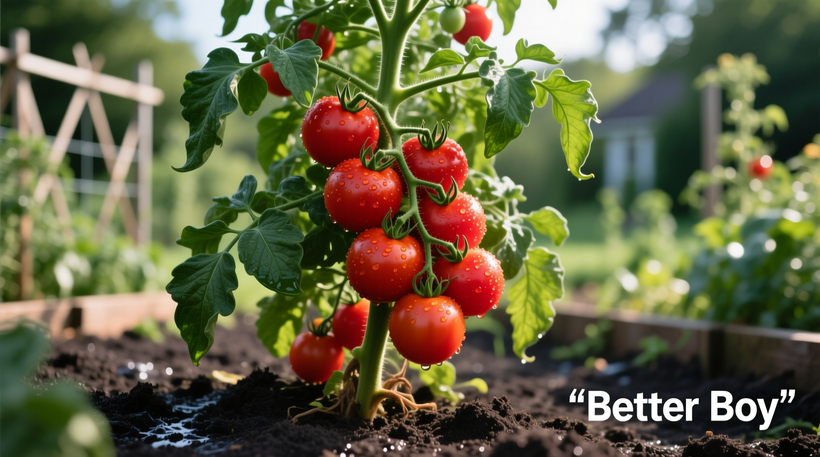 Better Boy tomato plant with ripe fruit