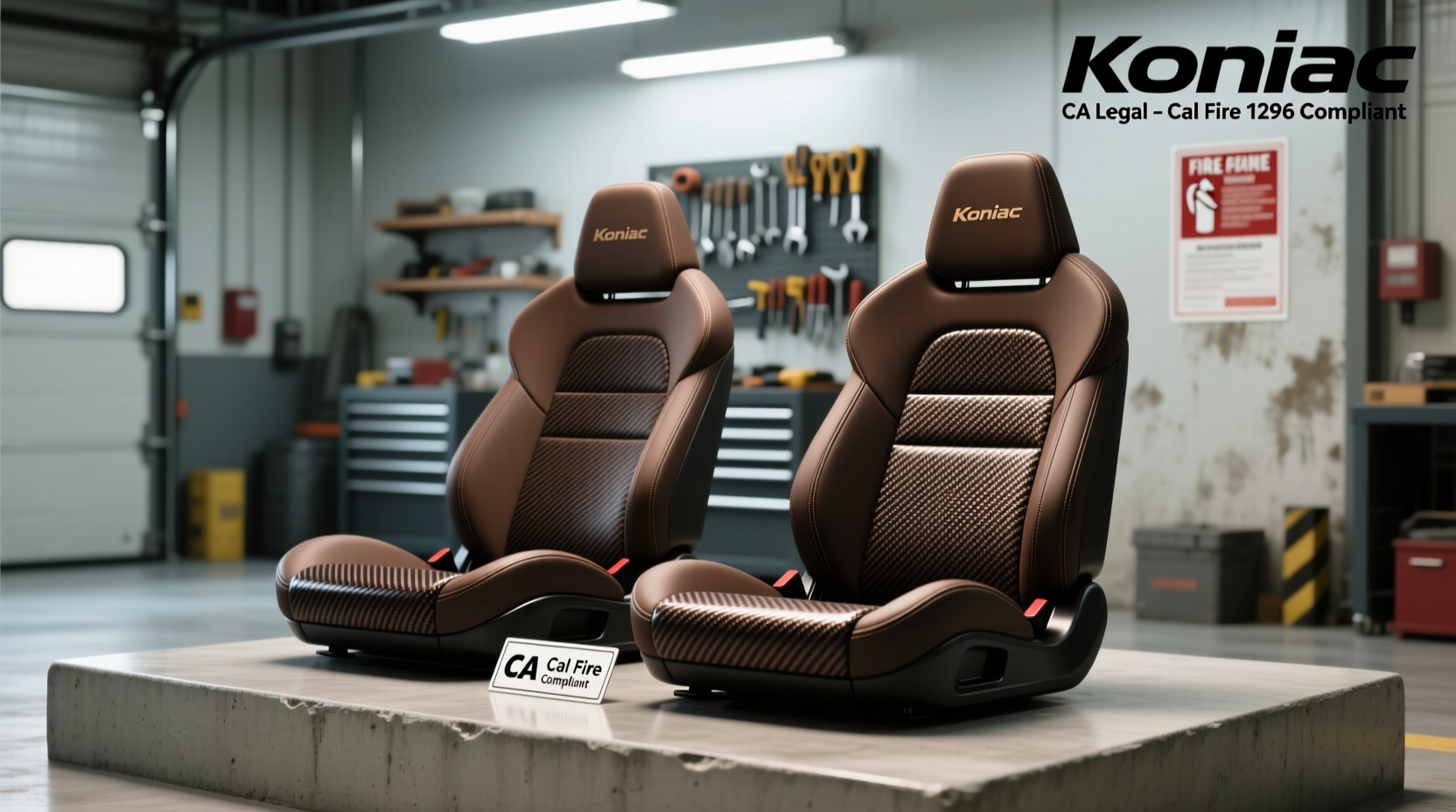 ca legality koniac brown carbon seats