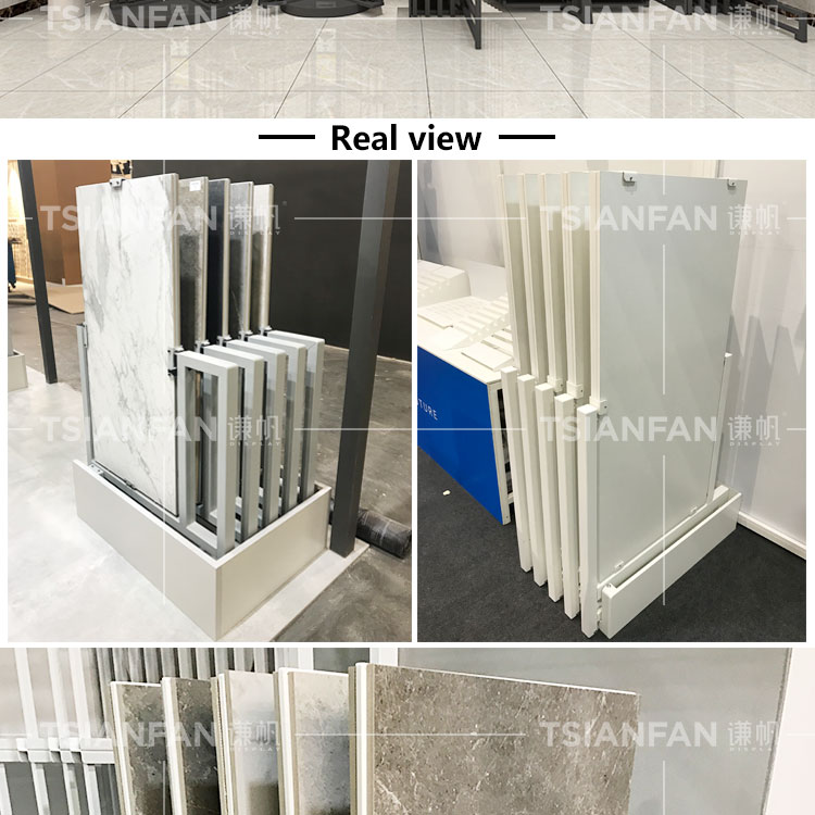 Modern Iron Sliding Granite Marble Frame Push-Pull Tile Displays Panel Pull Out Exhibit Show Ceramic Stone Display Rack Stand