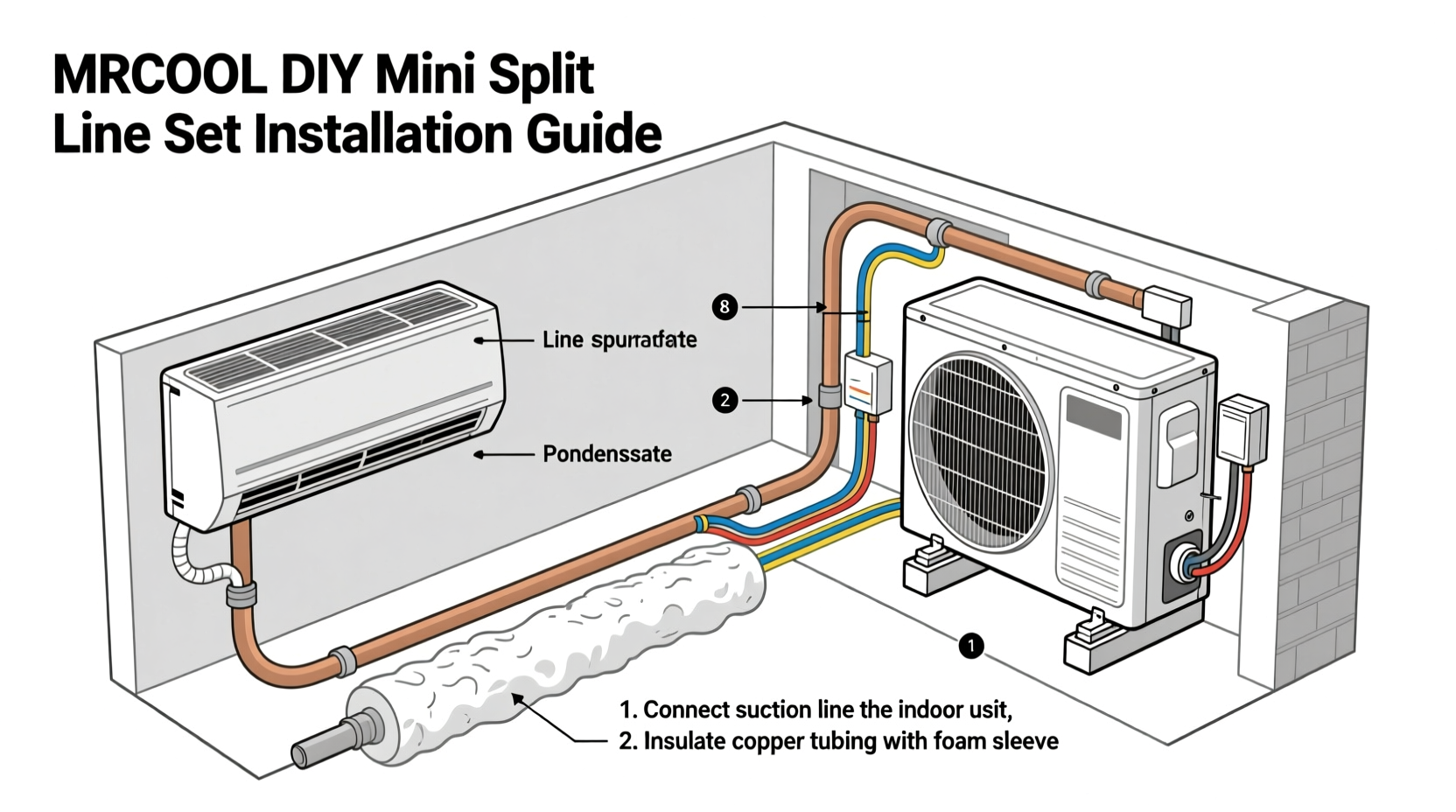 mrcool diy mini split line set installation diagram