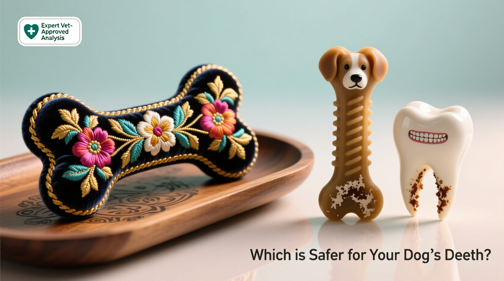 dog exquisite embroidery bone vs dental chew toy which is actually safer for their teeth