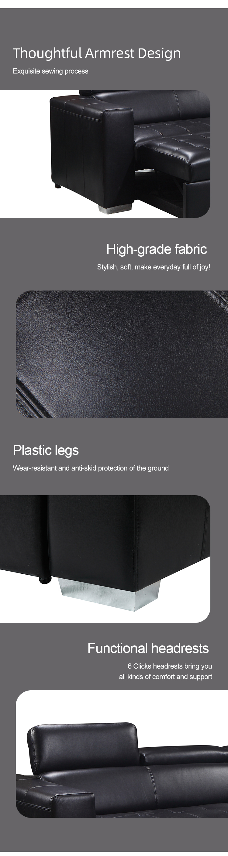 Modern European L shape corner sofa set with combined sleeper sofa bed