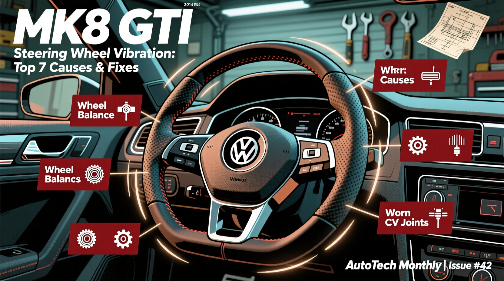 mk8 steering wheel vibration cause