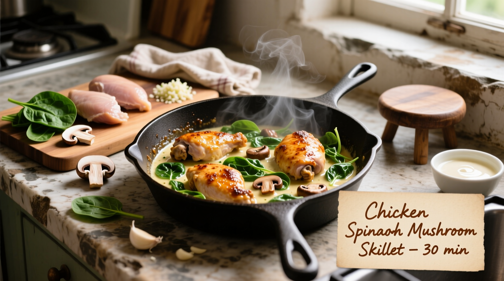 Perfect Chicken Spinach Mushroom Recipe in 30 Minutes