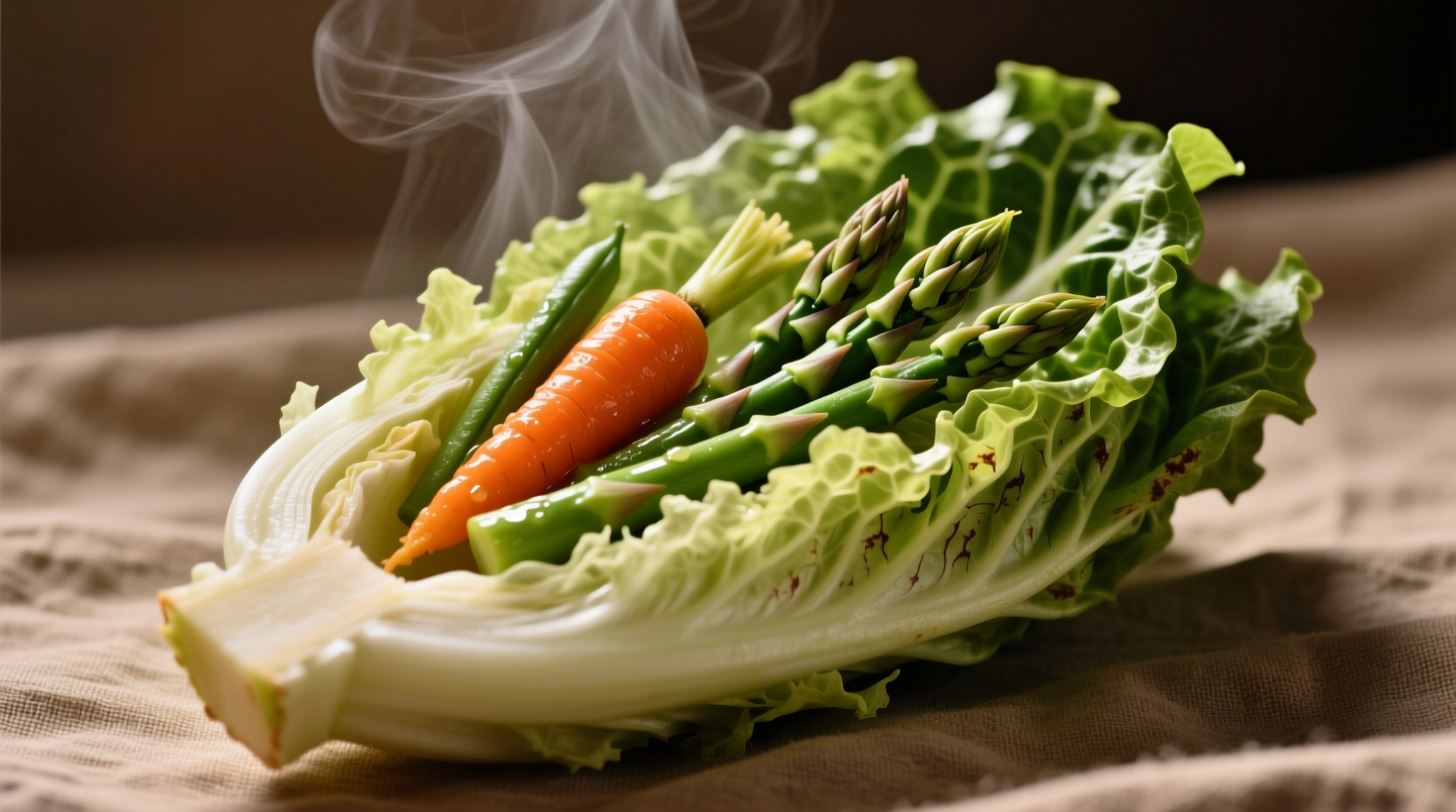 cook tender vegetables in a head of lettuce