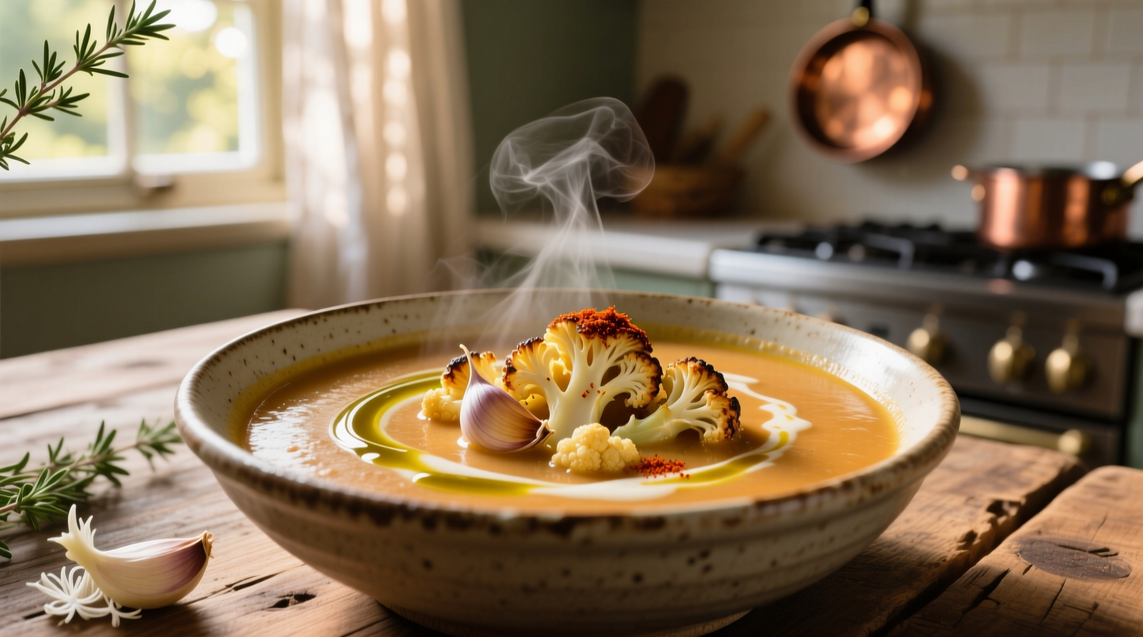 roasted garlic cauliflower soup