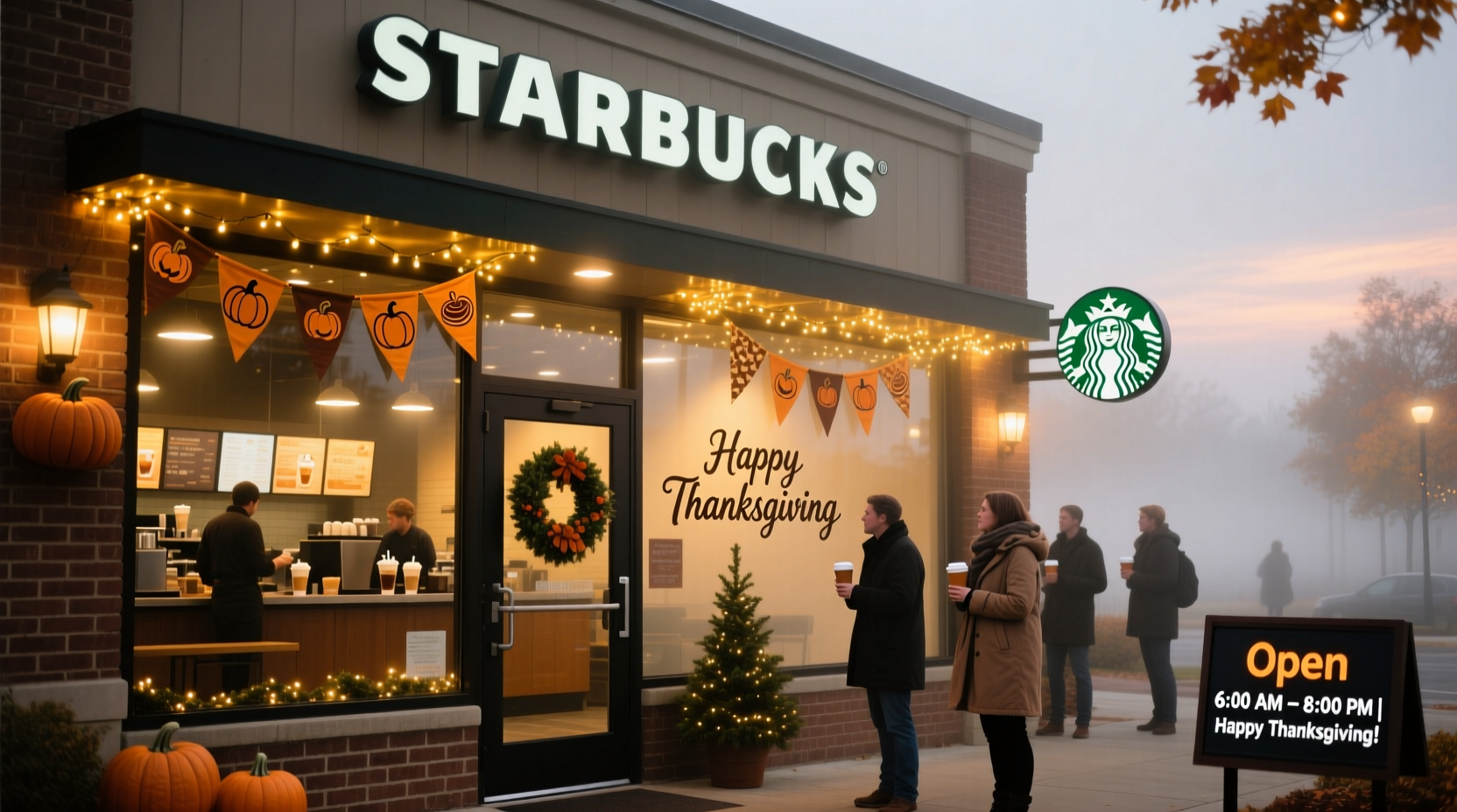 is starbucks open on thanks giving