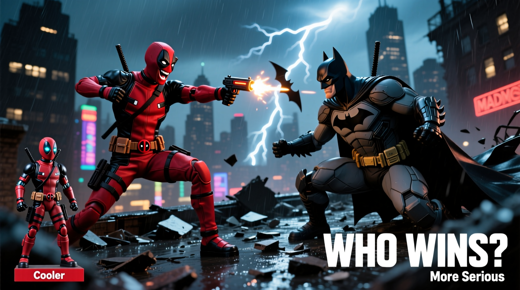 deadpool vs batman who would win in a fight and which action figure is cooler