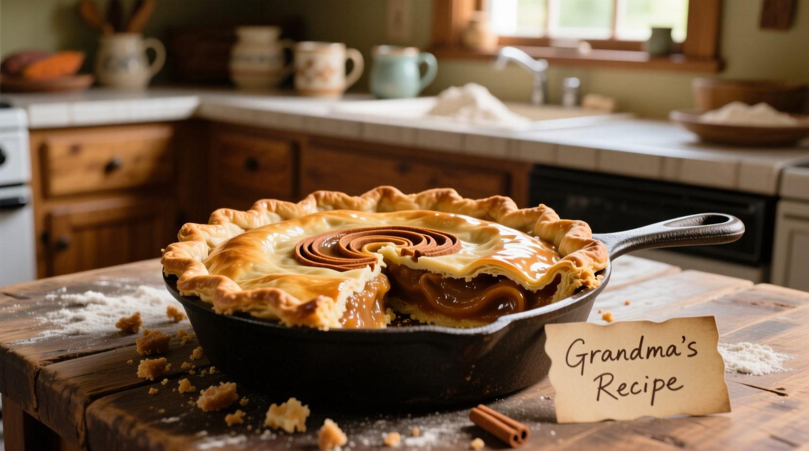 Homemade old fashioned sweet potato pie with flaky crust