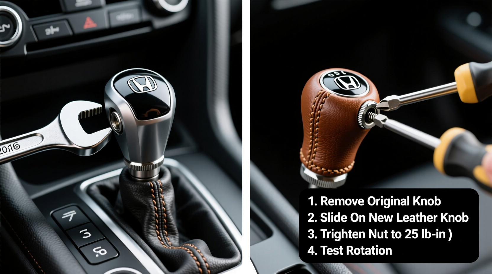 install leather knob civic si