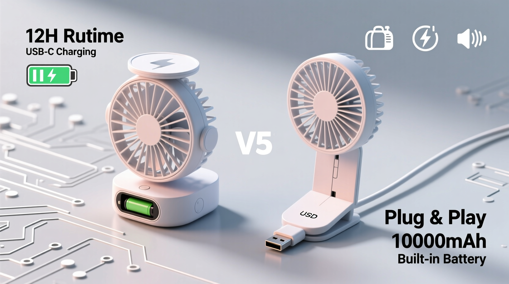 portable fan USB-C charging comparison